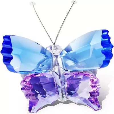 Buy 2 Pcs Purple,Blue. Crystal Butterfly Figurine Crystal Butterfly Ornament  Office • 6.65£