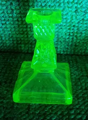 Buy Vintage Art Deco Green Vaseline/uranium Glass Candlestick Holder A/f • 3.99£