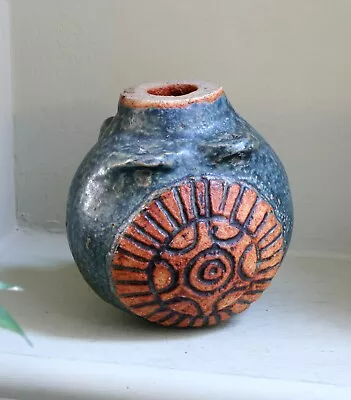 Buy Studio Art Pottery Small  Hanging Blue Vase Brutalist Design Bernard Rooke • 45£