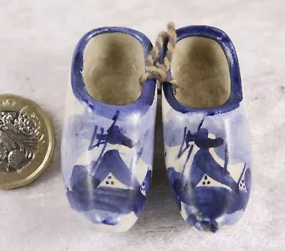 Buy Delft Small Pair Of Clogs Shoes 2 Inches Long Windmill Design Blue And White • 3£