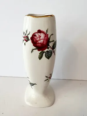 Buy LORD NELSON POTTERY  #3689 Square Ivory W/ Red Roses Gold Trim 5  BUD VASE • 11.68£