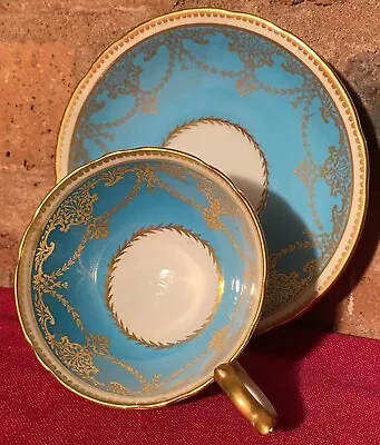 Buy Aynsley Turquoise And Gilt Cabinet Cup And Saucer • 6£