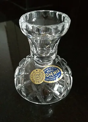 Buy Diamond Cut Lead Crystal Glass Candle Holder Bohemia Czechoslovakia • 7.50£