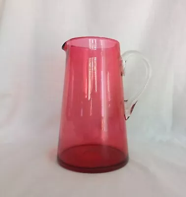 Buy Antique Victorian Large Cranberry Glass Jug Vase 7.5  • 29.99£