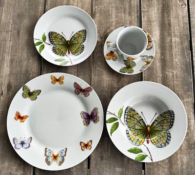 Buy Neiman Marcus Queen Butterfly Place Setting Dinner Soup Bowl Salad Plates Cup #3 • 33.56£