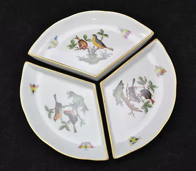 Buy Set Of 3 Vintage Herend Porcelain Rothschild Bird Relish Sections 443 • 137.35£
