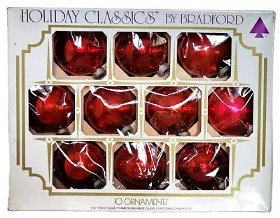 Buy 10 Holiday Classics By Bradford’s Glass Ornaments Red Vintage Christmas  2  • 19.23£