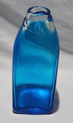 Buy Blue Hand Blown Bubble Glass Vase 9.5in. H 4in. W • 38.43£