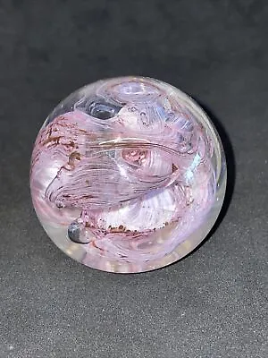 Buy Alum Bay Glass, Isle Of Wight, Glass Paperweight With Pink Swirl Pattern • 12.99£
