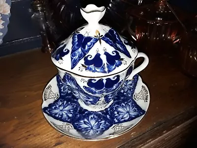 Buy Lomonosov Cobalt Covered Tea Cup Set USSR  Sweethearts  • 62.34£