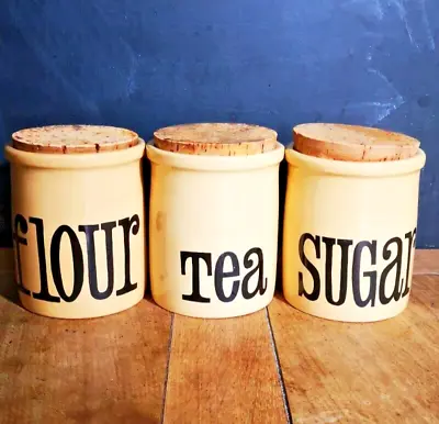 Buy TG Green Bundle Tea, Sugar, Flour Jar SET Rare Cork Lid Retro 70s • 26.70£