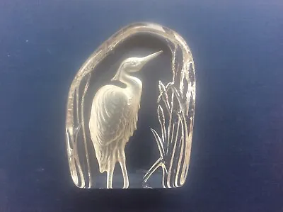 Buy Wedgwood Heron Hand Glass Carved Lead Crystal Paperweight Etched Makers Mark 5” • 14.99£