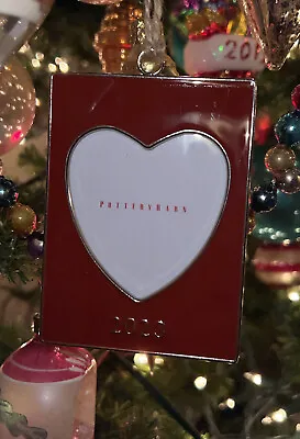 Buy Pottery Barn 2023 Red Heart Rectangle Enamel Frame Christmas Ornament NWT/NIB • 21.67£