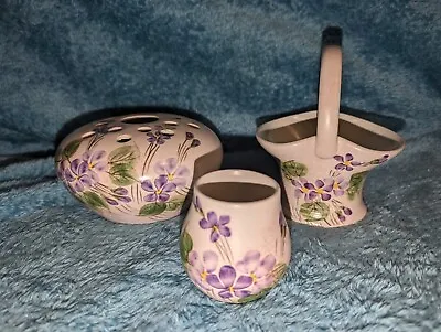 Buy Collection Of 3 Pieces E Radford Hand Painted (FV)  Floral  Vases - VGC • 10£