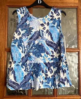 Buy VGC TU WOMAN At SAINSBURYS Willow WEDGWOOD POTTERY BLUE LEAF Print BLOUSE Top 12 • 2£
