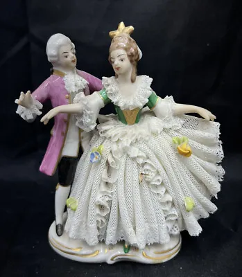Buy Dresden Figurine Vintage Couple Courting Love Porcelain West Germany SEE NOTES • 95.09£