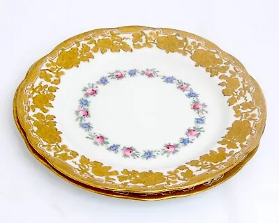 Buy Salad Plate Gold Encrusted Floral Scalloped Band Roses Hammersley 13838 Ovington • 79.55£