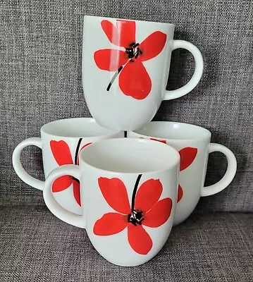 Buy 4 Marks Spencer M&s Red Primrose Poppies Mugs • 29.99£