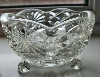 Buy Vintage Heavy Crystal Cut & Pressed Glass Bonbon/nut Dish/sugar Bowl On 3 Feet • 10.99£