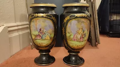 Buy 2 Handpainted Vases Of Romantic Scenes. • 49.99£
