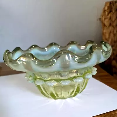 Buy Antique Fine Victorian Stourbridge Vaseline Glass Bowl C1880 • 30£