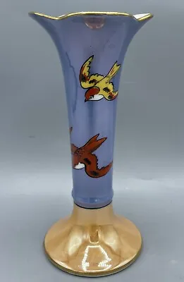Buy Antique Bud Vase Noritake M Japan Lustreware Birds Peach Blue Luster Excellent • 23.66£