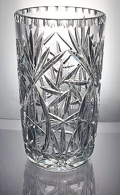 Buy Vintage Large 9  Crystal Flower Vase Buzz Pinwheel Very Good Quality 2KG • 53.99£