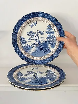 Buy 3x Antique Booths Silicon China Plates Real Old Willow 26cm Rare Backstamp 1912 • 29.95£