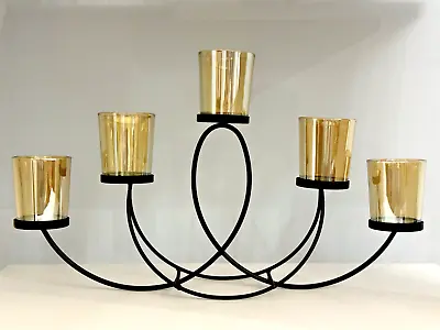Buy 5 Glass Candle Holder Ornate Tea Light Wedding Christmas Table Centrepiece Decor • 14.90£