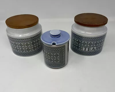 Buy Hornsea Tapestry Blue Set Of Three Storage Jars • 15£