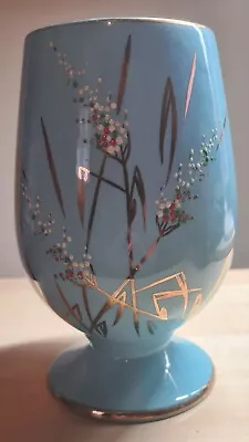 Buy Beswick Turquoise Blue Gold Hand Painted Floral Footed Vase 15cms #1752 • 0.99£