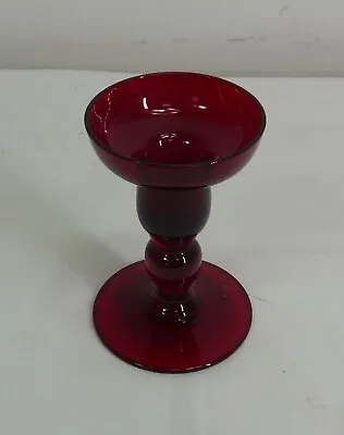 Buy Ruby Red Handblown Glass Candlestick Holder  | Thames Hospice • 12£