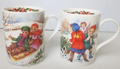 Buy RINGTONS Two English Fine Bone China Cups Xmas Scenes 1992 1993 Queens China Vgc • 8.99£