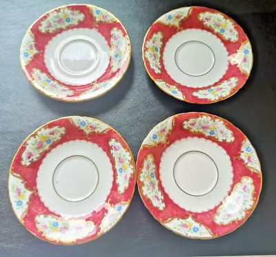 Buy Set Of 4 X Vintage Sutherland Saucers China. Floral Pattern • 15.99£