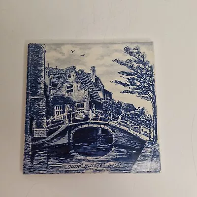 Buy Vintage Hand Painted Delft Tile Oude Huisge Blue White • 10£