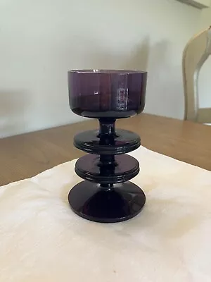 Buy Wedgwood Glass Sheringham Candlestick  Amethyst, Two Disc • 34.99£