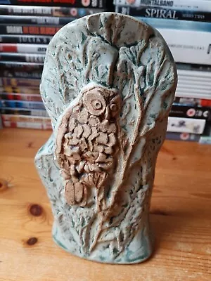 Buy Bernard Rooke Studio Pottery Vase Owl In Branches Pattern Brown Gray Green • 40£