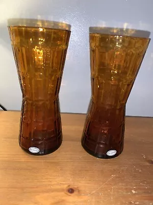 Buy Ssedrn Art Glass Alsterfors Vase Pair Small  Amber Glass VGC 1970’s 6.2 In’s • 29.99£