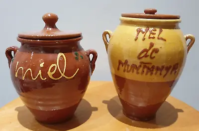 Buy 2 Stoneware Lidded Honey Pots Conserve Jars From Portugal In Excellent Condition • 5£