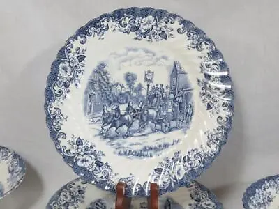 Buy 39 Pcs Johnson Bros Ironstone Dishes Blue White Hunting Country, Coaching Scenes • 245.88£
