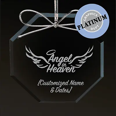 Buy Personalized Customized MEMORIAL ORNAMENT Etched Beveled Glass Custom Name/Dates • 11.39£