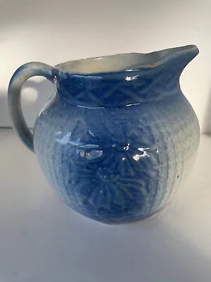 Buy Vintage Blueware Stoneware Squatty Large Pitcher 6  Height • 103.72£