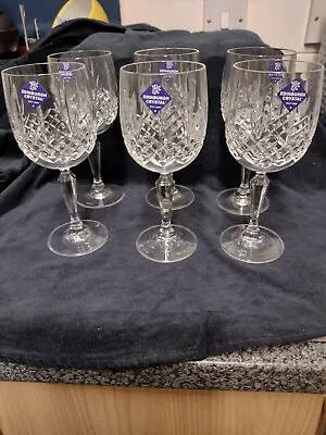 Buy 6 X Edinburgh Crystal Kenmore Cut Pattern Wine Glasses With Stickers All Signed  • 80£