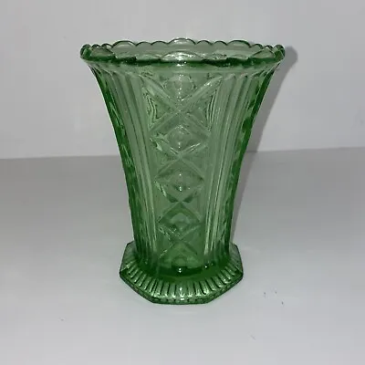 Buy Vintage Art Deco Green Glass Vase Vgc Pp 9 • 6£