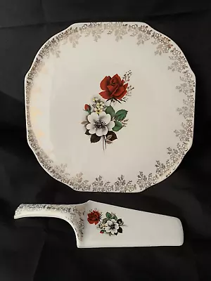 Buy Vintage LORD NELSON POTTERY England Floral Porcelain Cake Plate & Server RARE • 59.99£