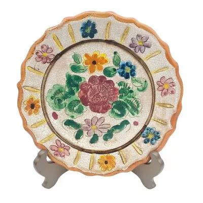 Buy Vintage Catania Sicilian Hand Painted Floral Hanging Majolica Plate RARE Italian • 100.22£