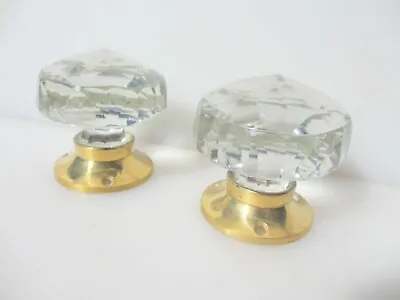 Buy Door Knobs Handles Clear Cut Glass Crystal Brass Plates Old Star • 25£