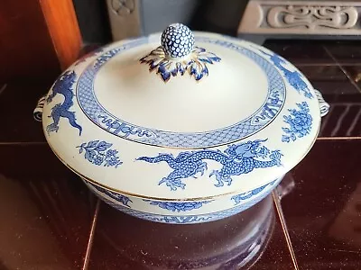 Buy RARE Booths England Silicon China Blue Dragon Serving Dish W/ Lid 30s • 35£