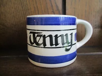 Buy Jenny Mug GEOFFREY MAUND POTTERY Handmade Painted Blue & White Stripe Name • 9.99£