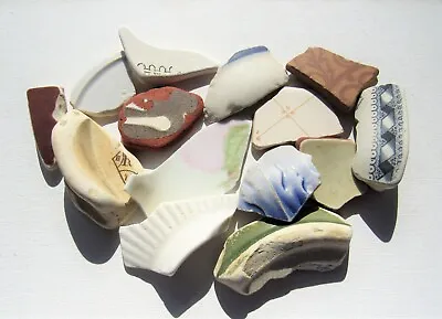 Buy 14 Sea Pottery Pieces Genuine Vintage Northumberland Beach Finds Craft Supplies • 8.90£